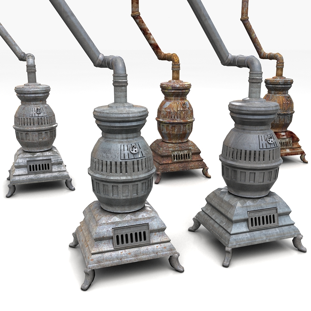 3d model stove old metal