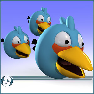 angry bird characters cartoon 3d model
