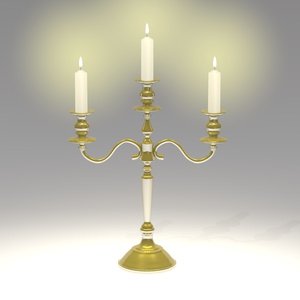 3d model old candlestick candles