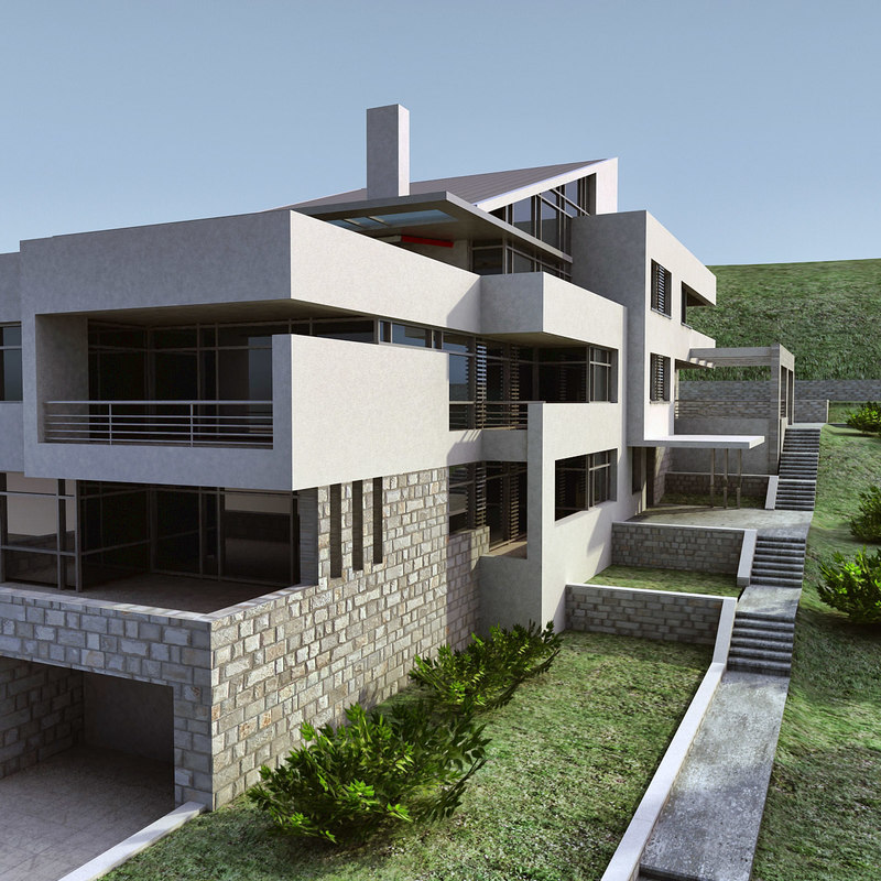 3d model modern building