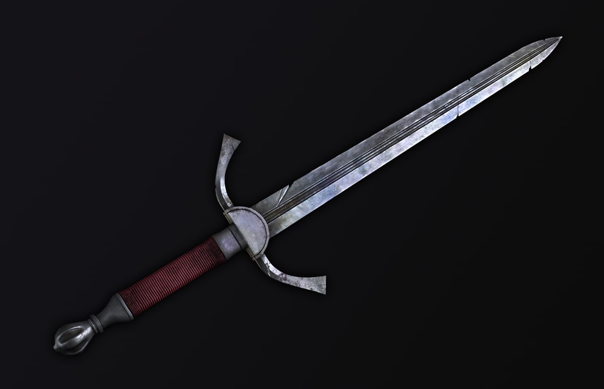 3d worn medieval sword