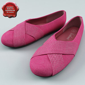 pink ballet women shoes 3d obj