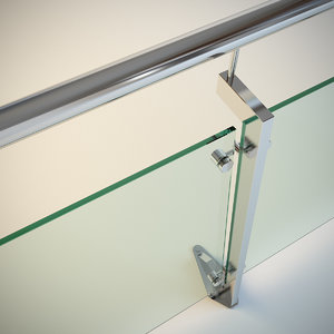 3d steel railing glass model