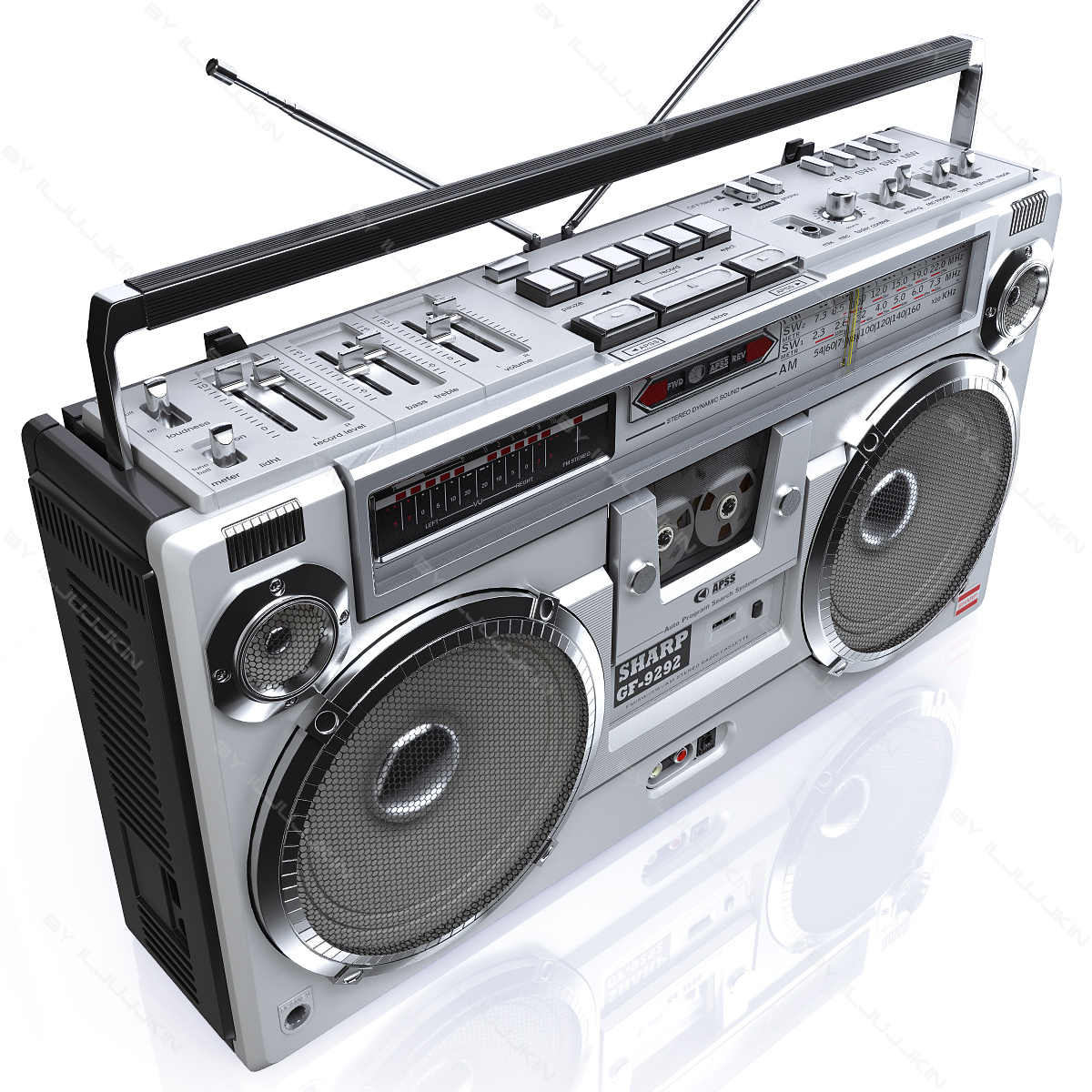 3d model retro electronics 80s boombox