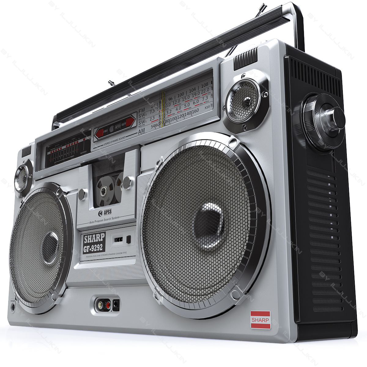 3d model retro electronics 80s boombox