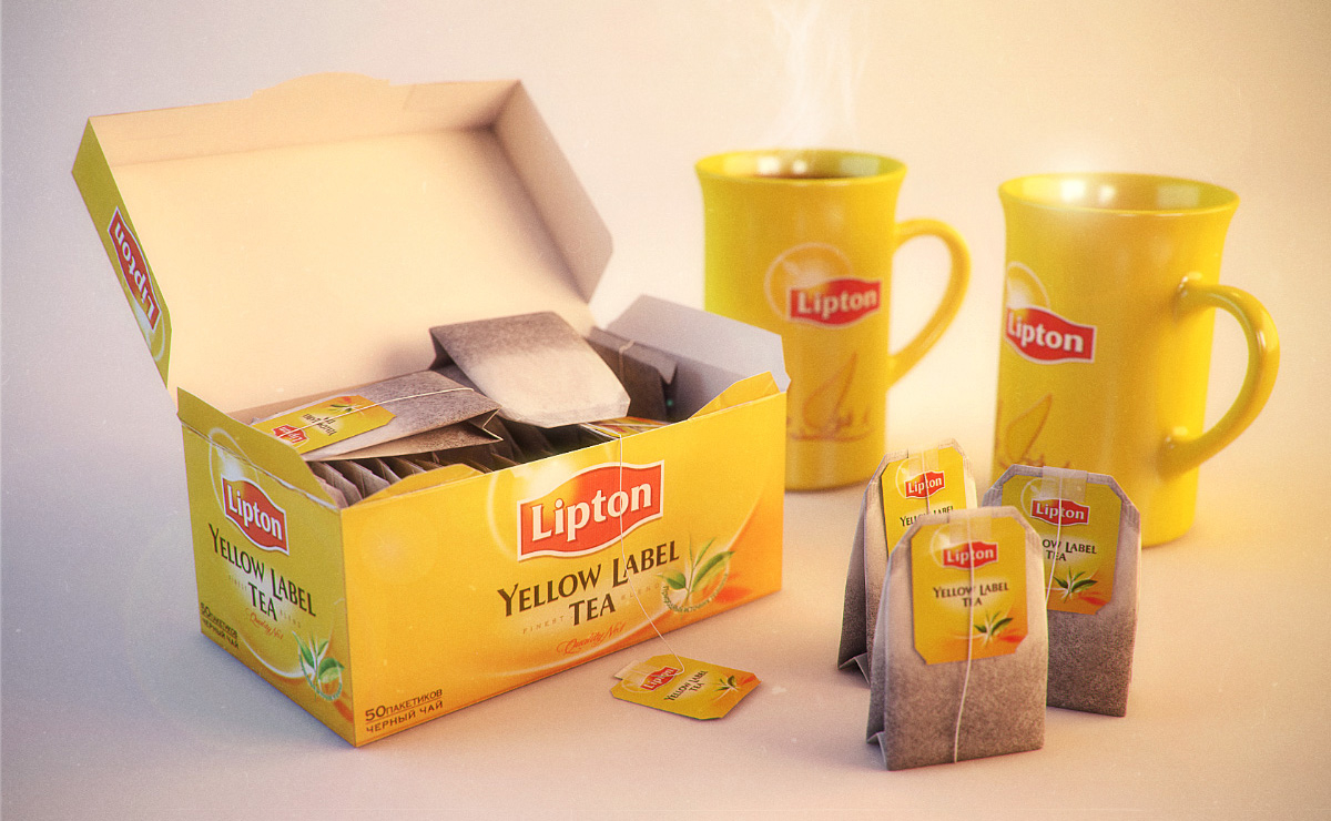 3d model of lipton yellow label tea