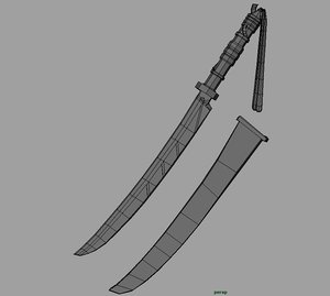 3d model samuri sword sheath