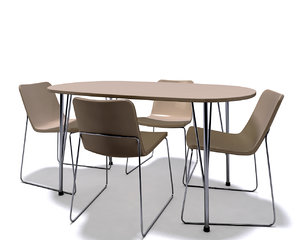 3d model simple table chairs
