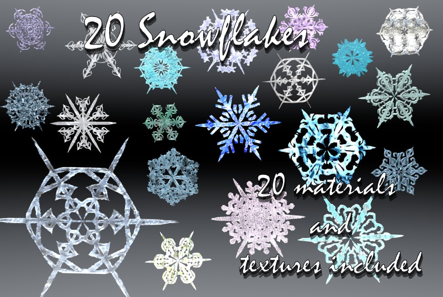 holiday 20 snowflakes 3d dxf