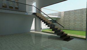 3d interior stairs showroom