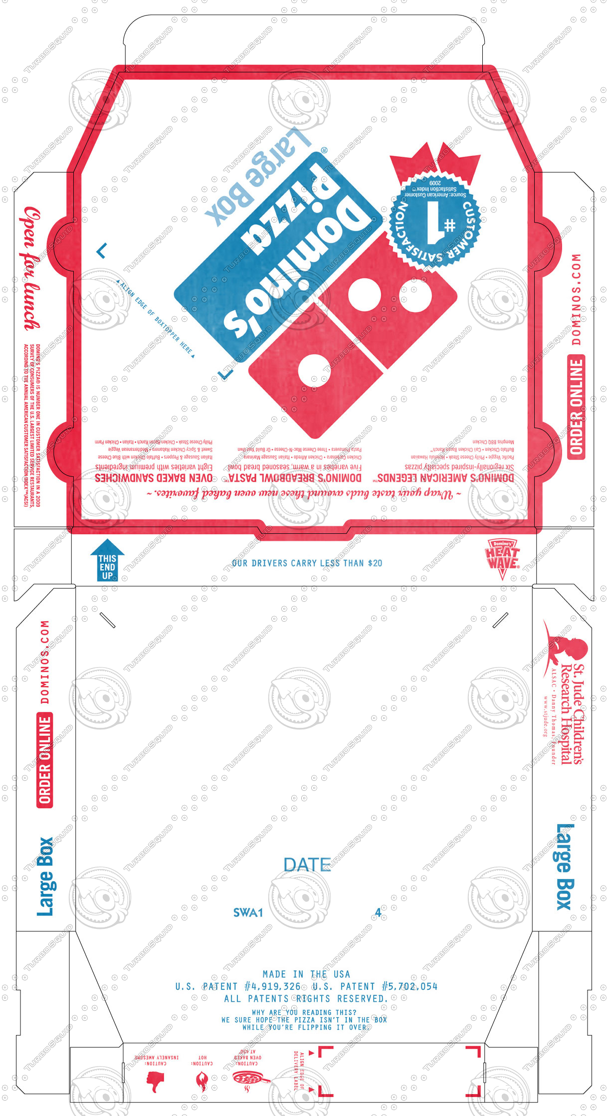 3d model domino pizza box