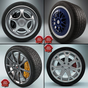 wheels set car 3d max