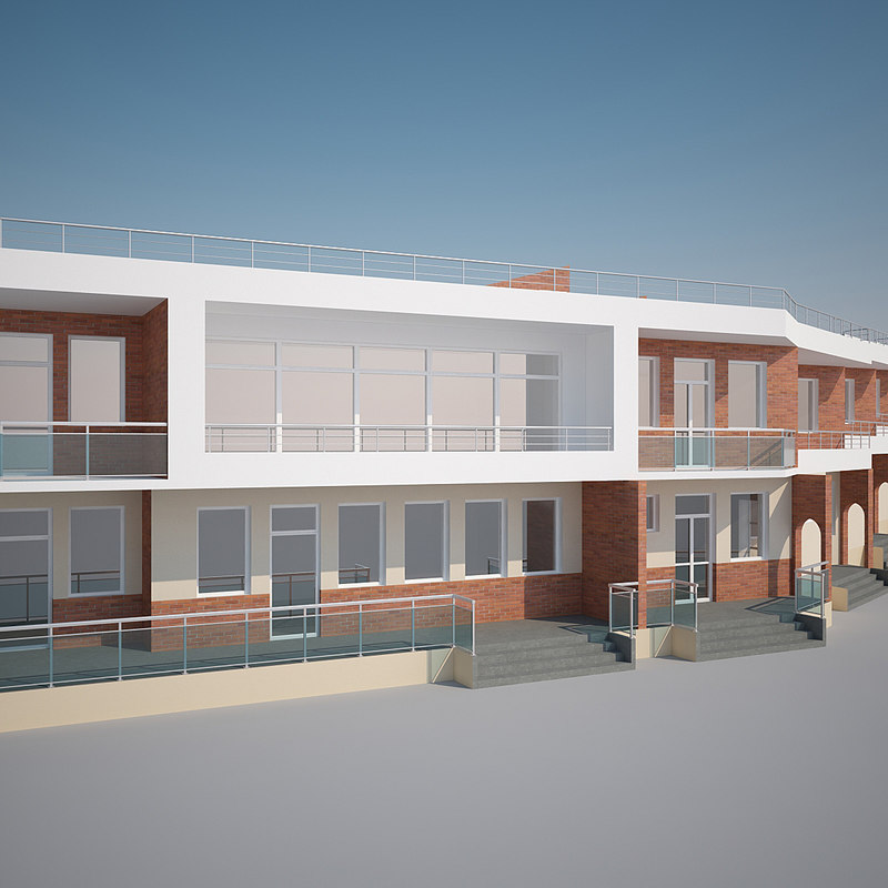 modern multi unit building 3d max