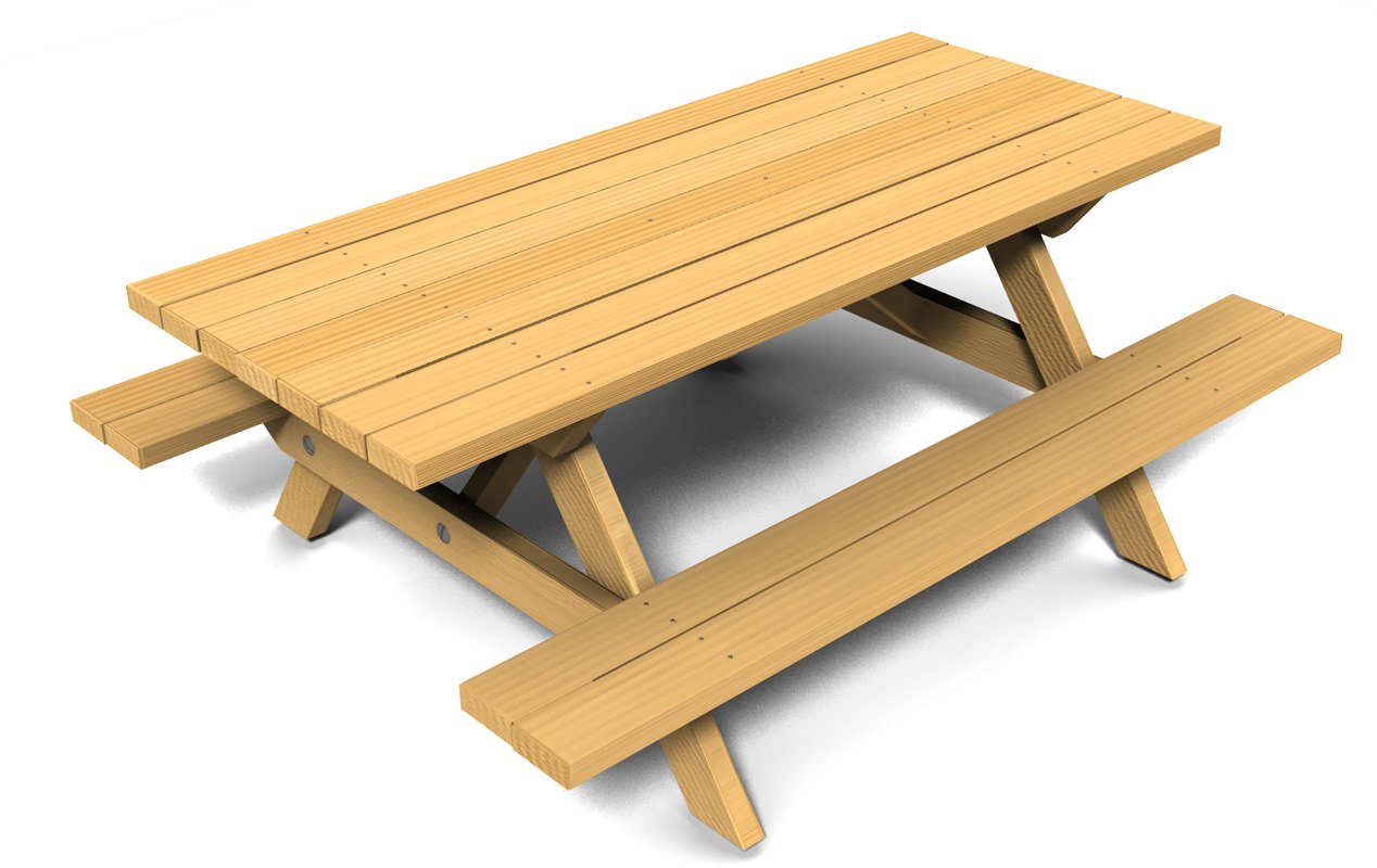 wooden picnic table 3d model