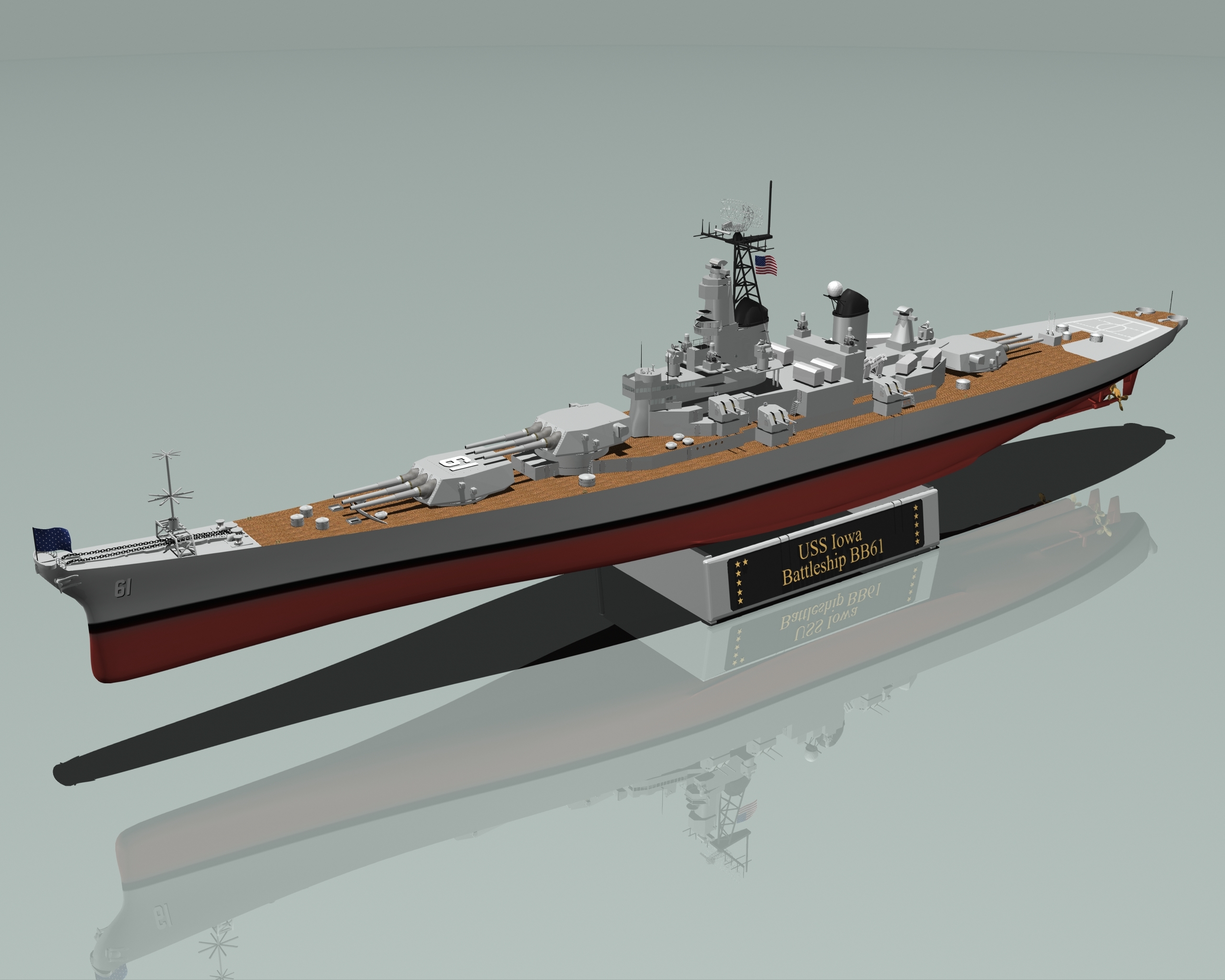 iowa battleships 3d obj