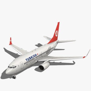 3dsmax turkish airlines boeing plane