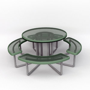 metal picnic table 3d obj