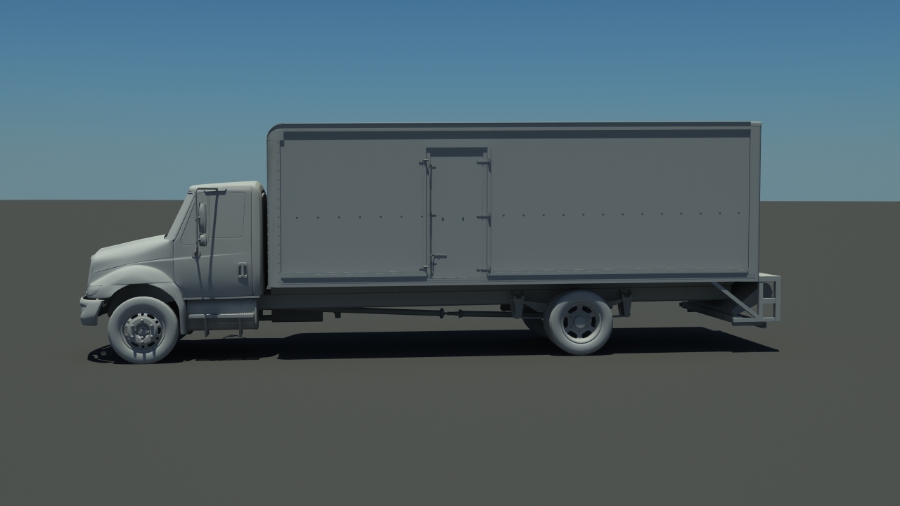 3d box truck international 4300 model