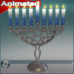 3d model holiday menora candle animation