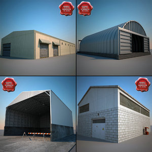 warehouses modelled hangar 3d ma