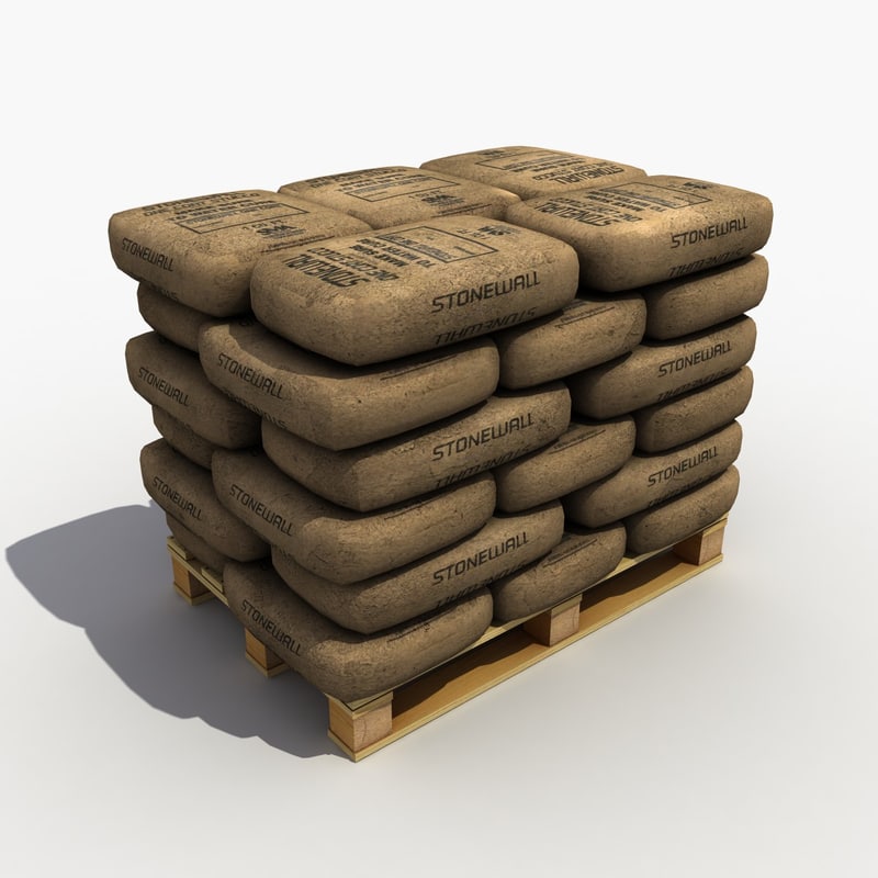 3d model pallet cement bag