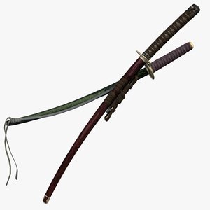 3d model dual swords sheathed