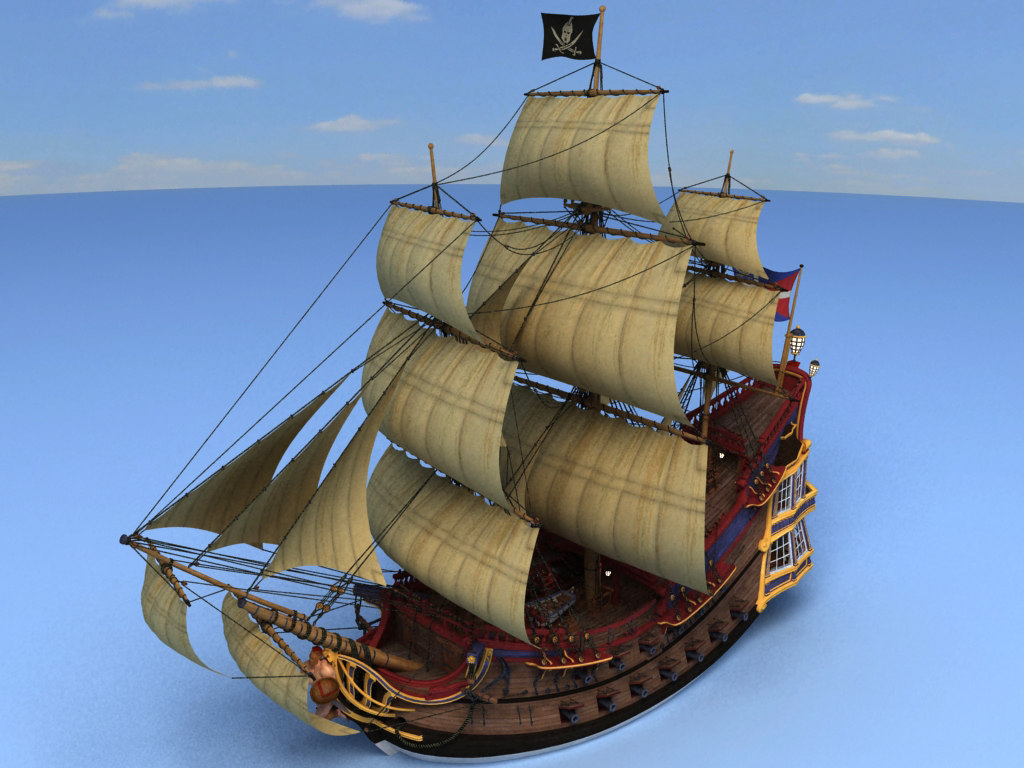 3d Model Pirate Ship Decks