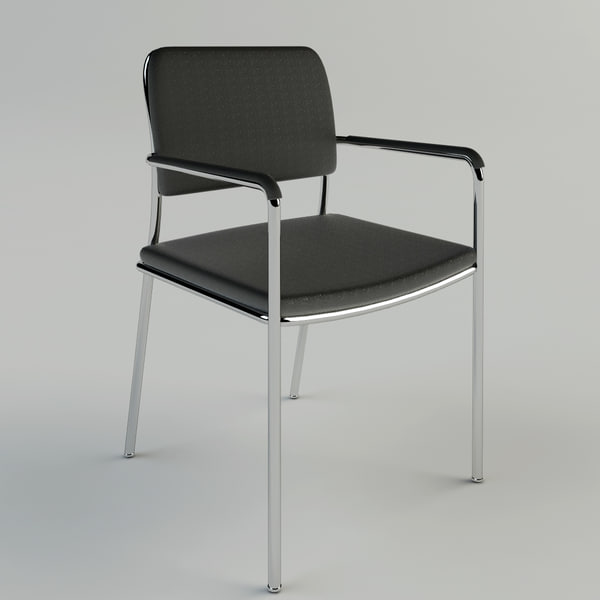 3d Max Chrome Leather Chair, Chrome Leather Chair