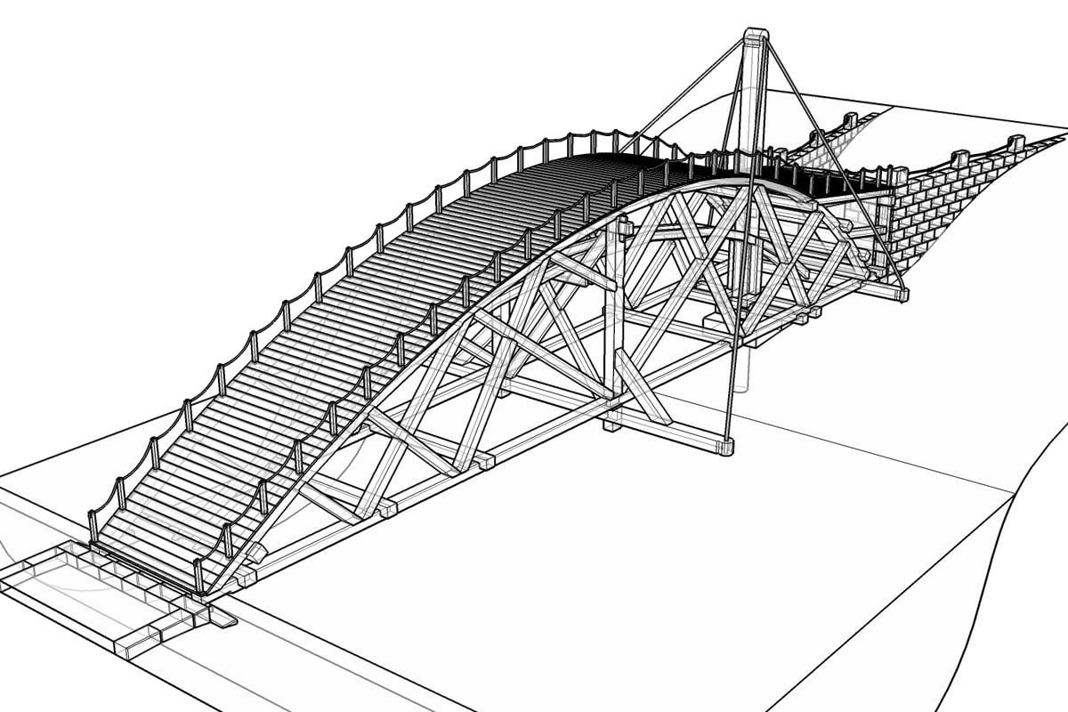 swing bridge 3d obj
