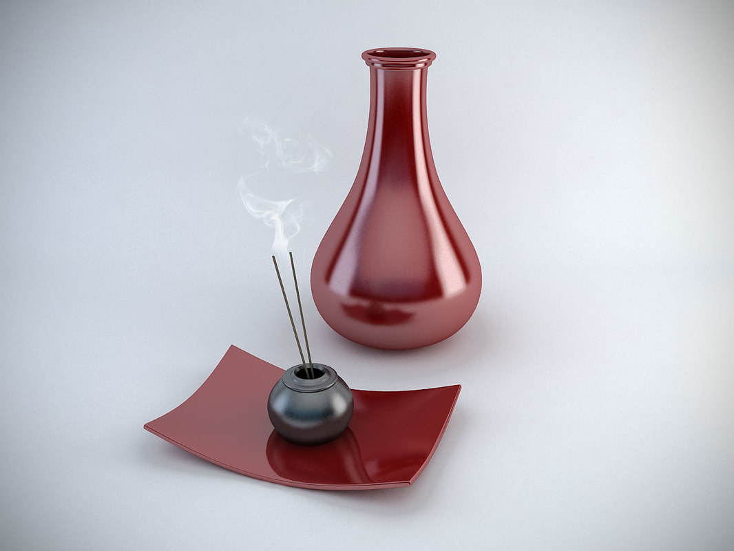 red designer vases 3d obj