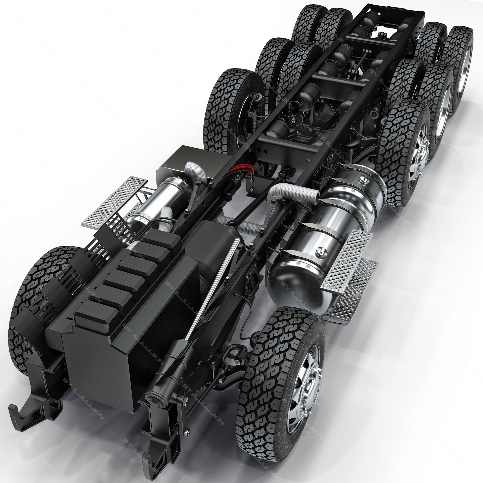 3d truck chassis completely model