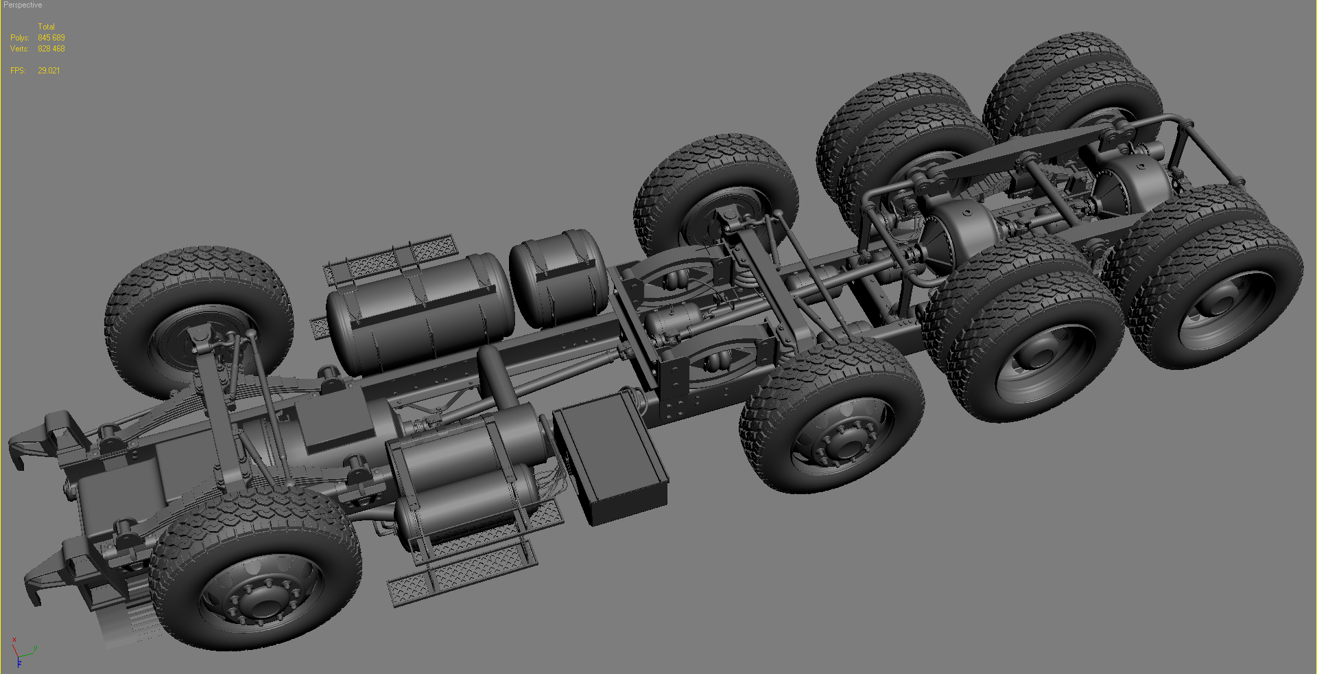 3d truck chassis completely model