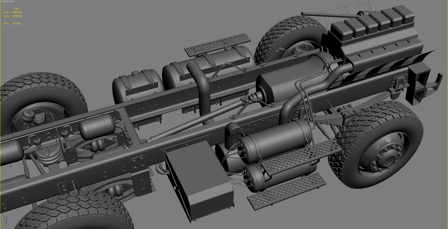 3d truck chassis completely model