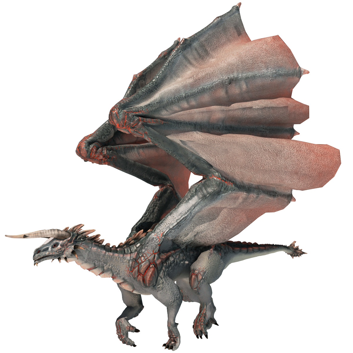 3d model realistic volcano dragon rigged