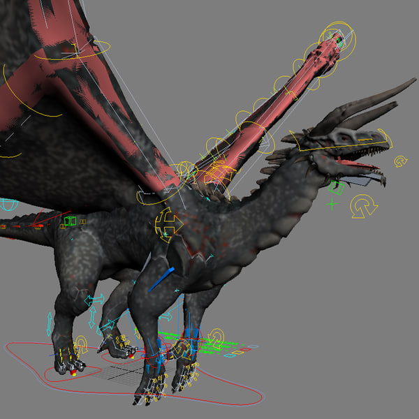 3d model realistic volcano dragon rigged