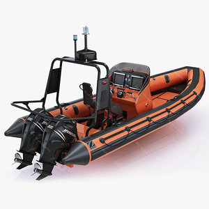 3d model inflatable lifeboat zodiac engine