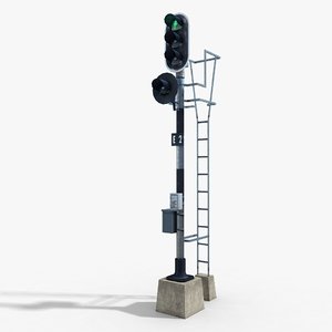 3d railway traffic light model