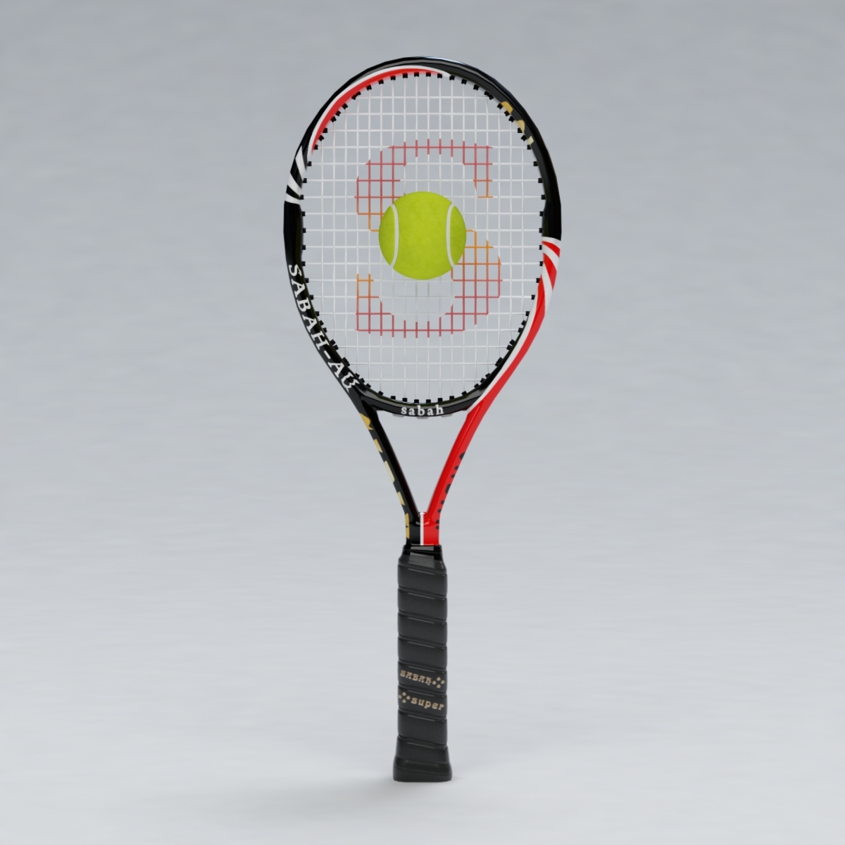 3d model tennis racket ball