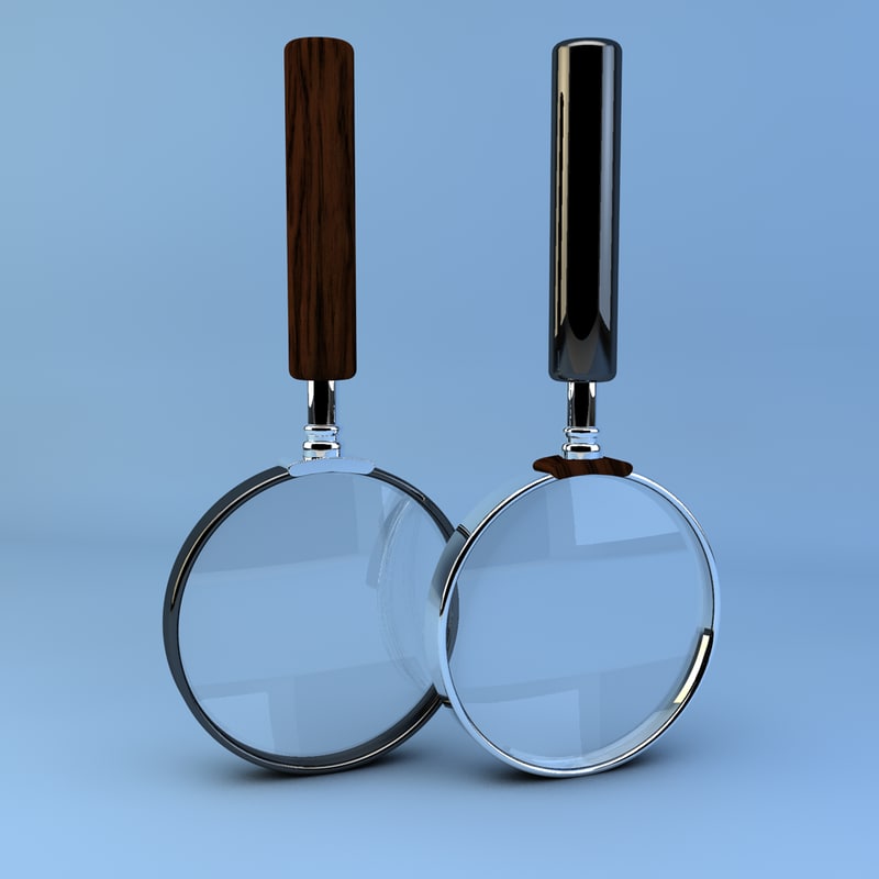 3d model of 2 magnifying glasses