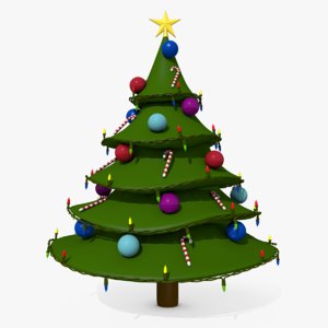 3d cartoon style christmas tree model
