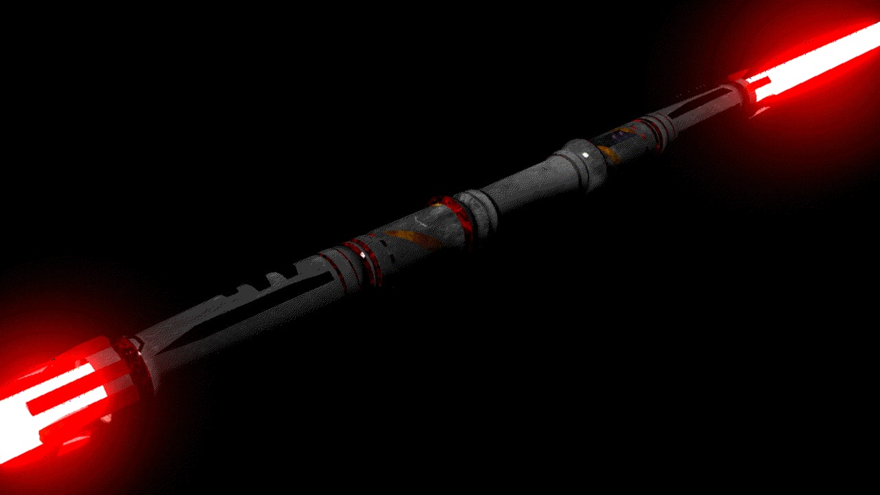 rey double bladed red lightsaber