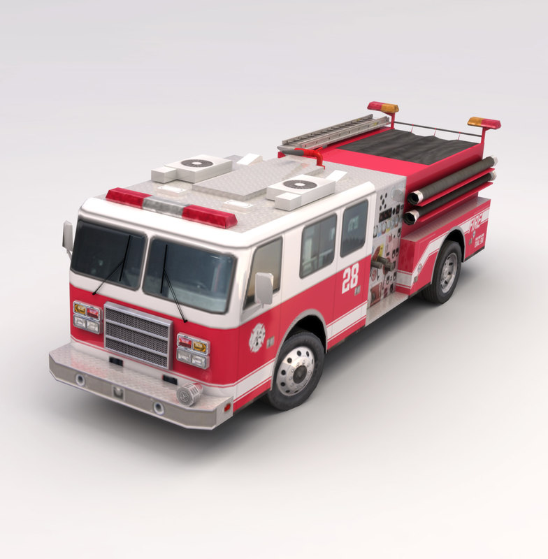 3ds max low-poly american firetruck