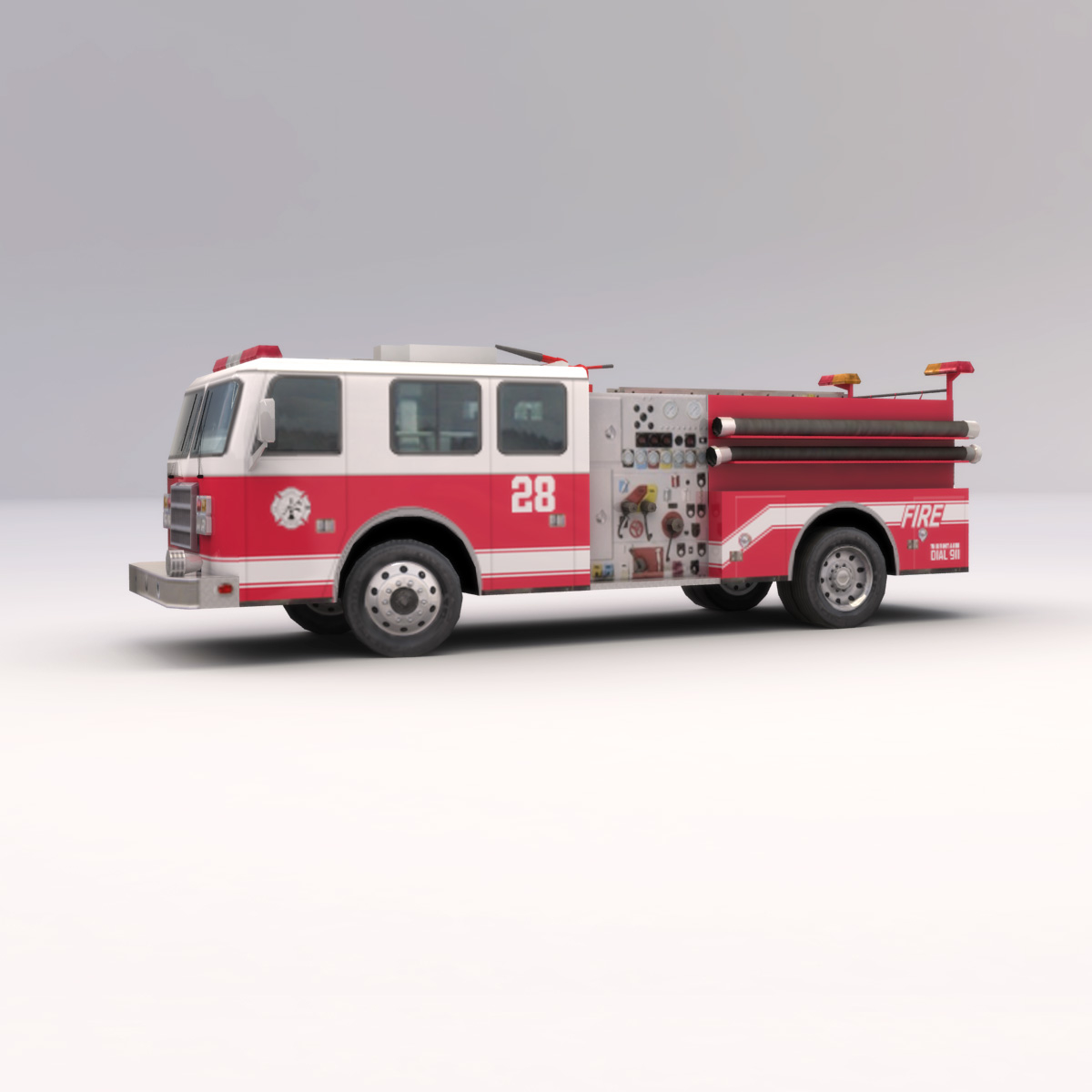 3ds max low-poly american firetruck