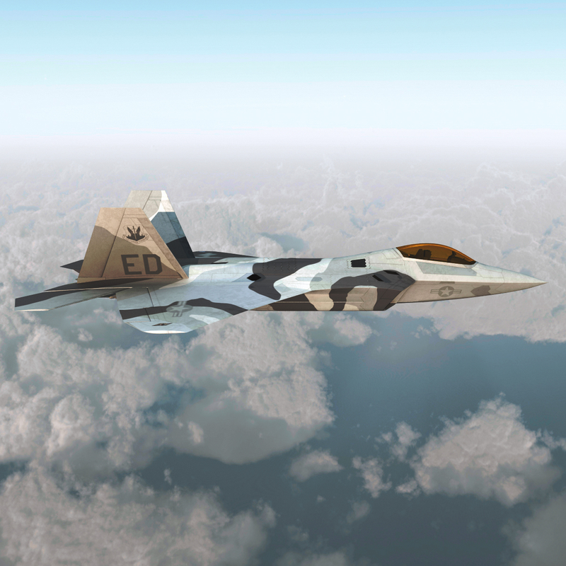 realistic f-22 raptor rigged 3d model