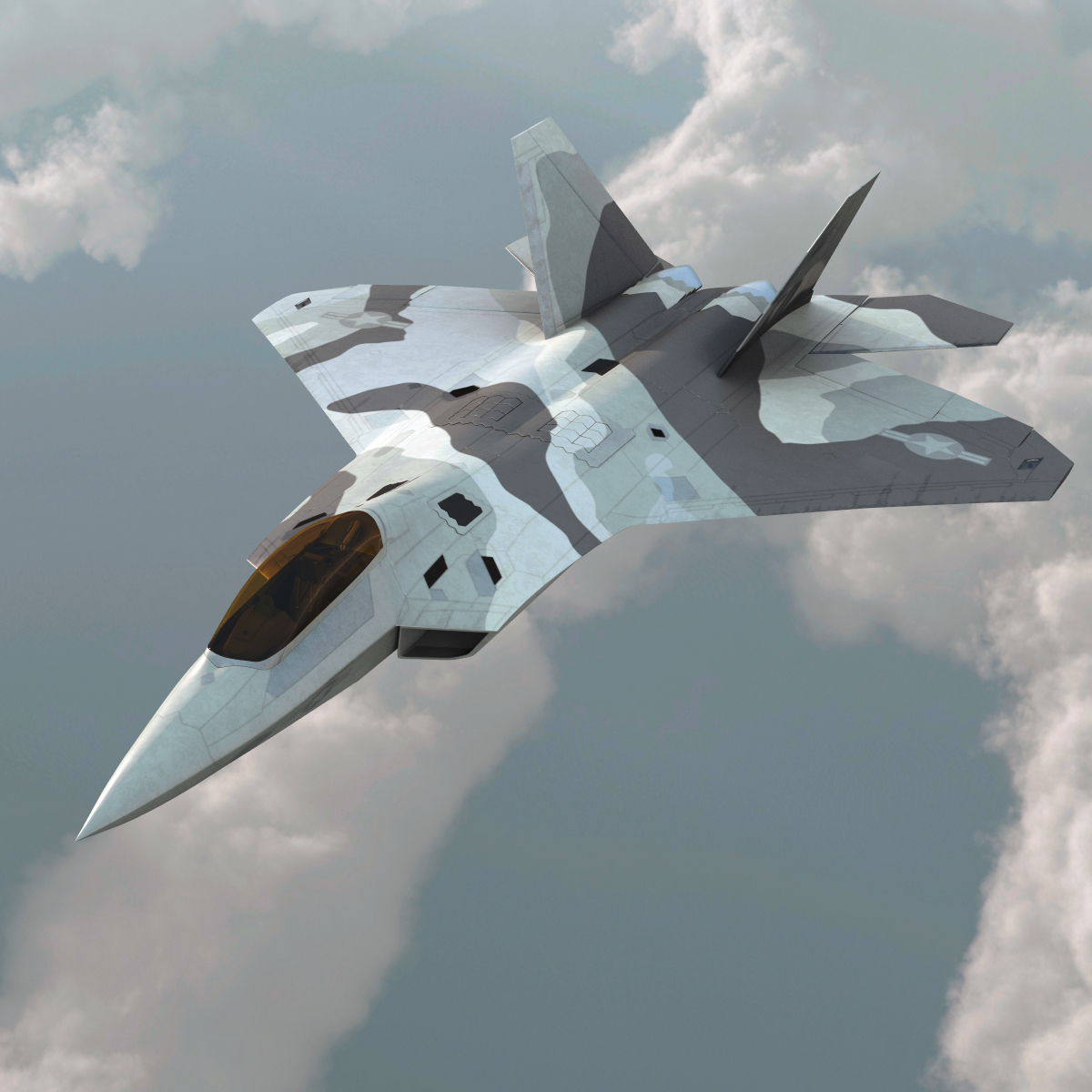 realistic f-22 raptor rigged 3d model