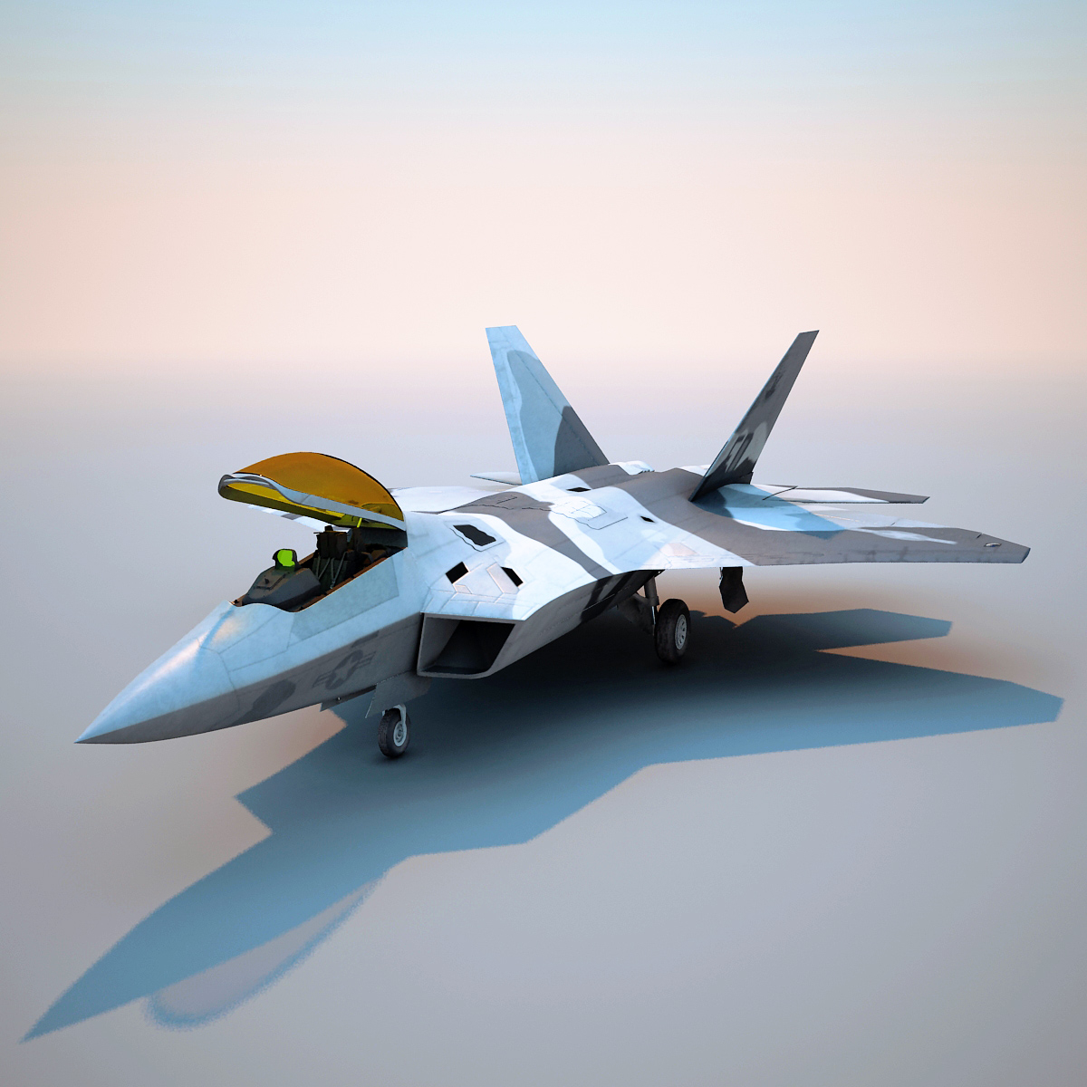 realistic f-22 raptor rigged 3d model