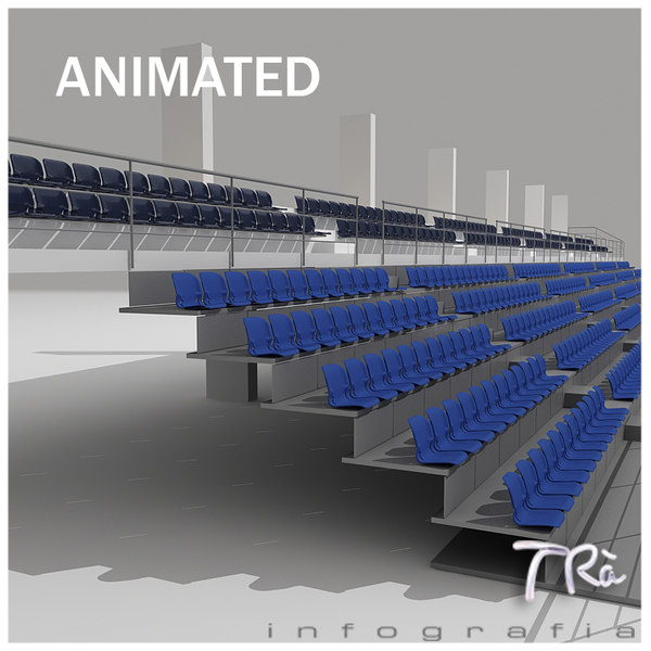 retractable bleachers 3d model