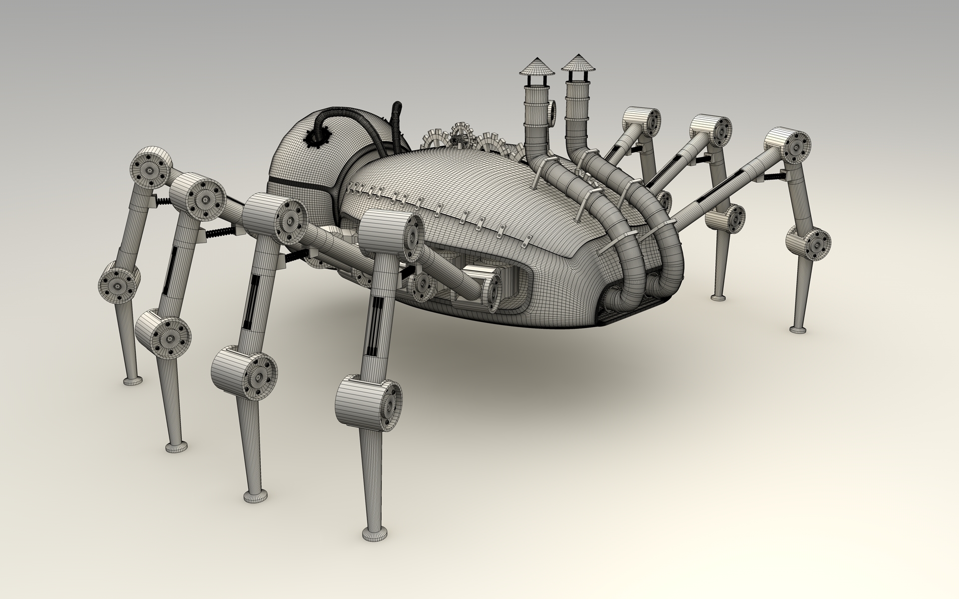 3dsmax steampunk spider robot