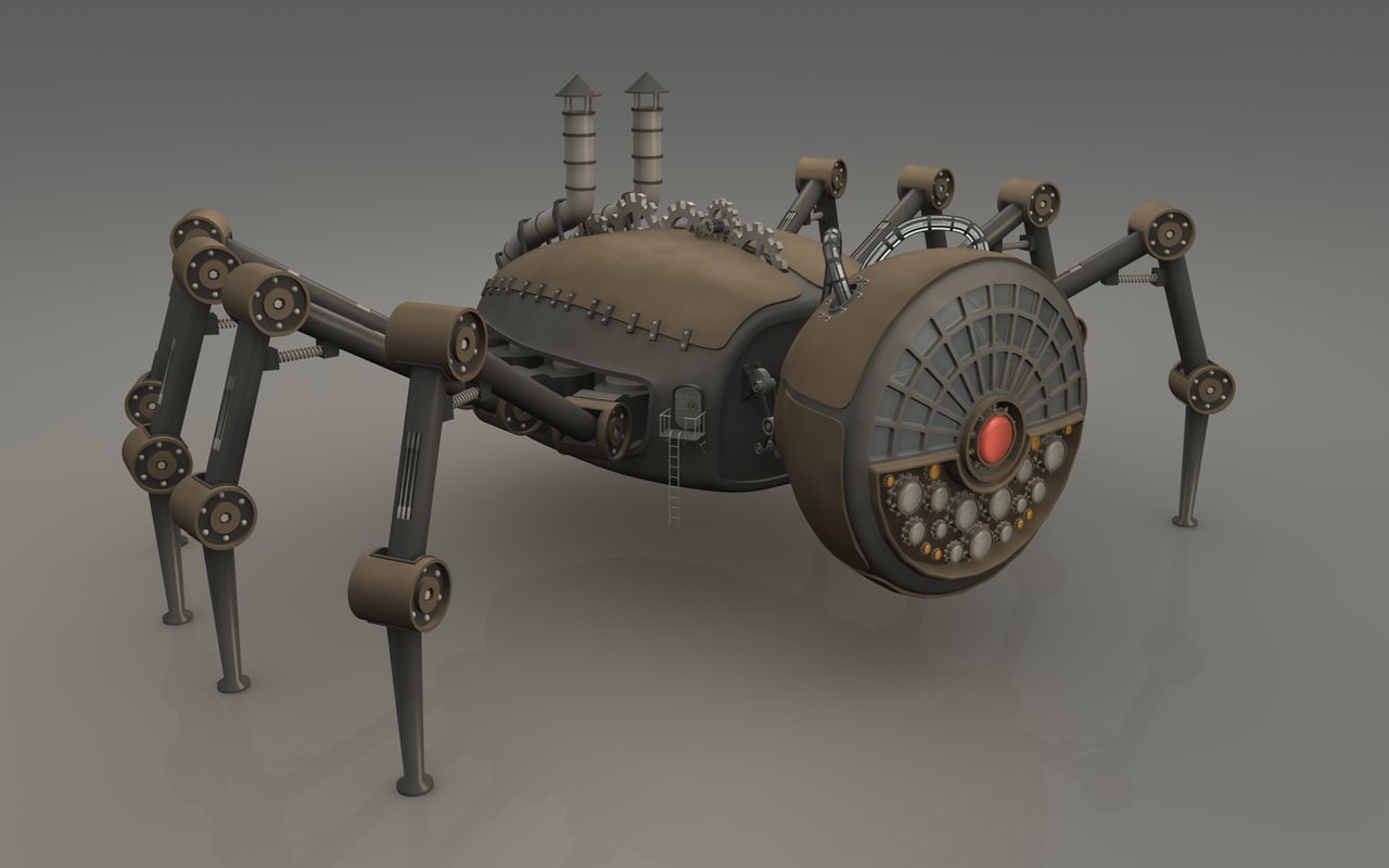 3dsmax steampunk spider robot