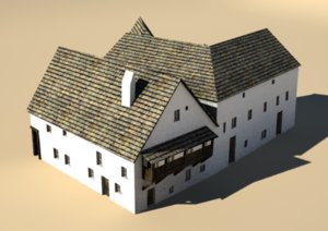 3d model medieval house block